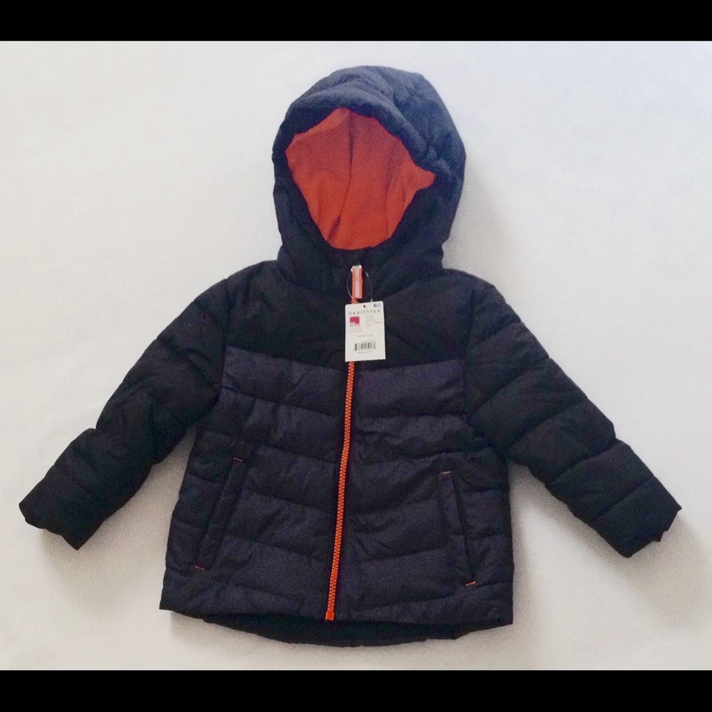 Toddler Boys Black and Gray Puffer Jacket